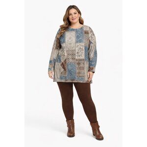 NWOT Boho Patchwork Floral Tunic Dress Cottagecore Artsy XL